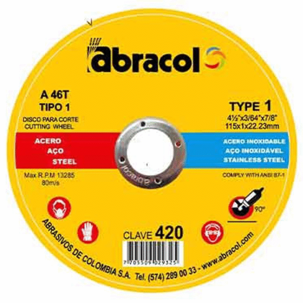 DISCO FINO ABRACOL 41/2 1.0X22 A46T